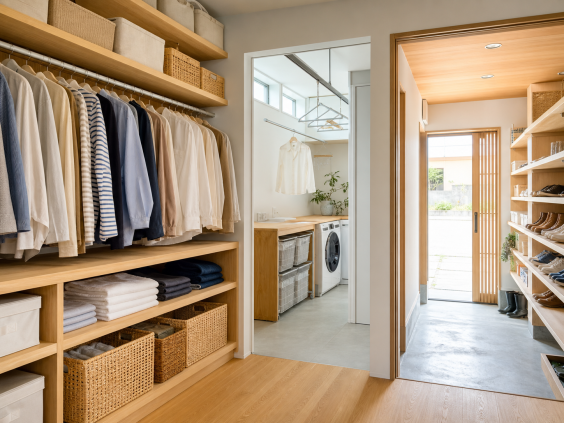 用途別の専用収納で、
家事を時短に。