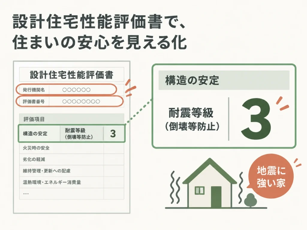 設計住宅性能評価書で耐震等級3かどうかを確認する